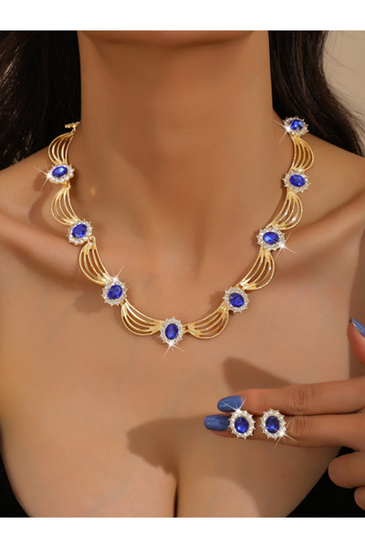 Take Two By Styli طقم مجوهرات مكون من قطعتين: قلادة وأقراط مزينة بسلاسل متعددة