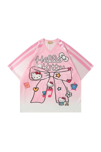 DEEFWEAR Ribbon Hello Kitty Detail Jersey Forma T-shirt