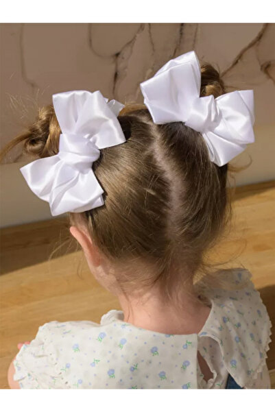 Take Two By Styli Pack of 2 - White Satin Bow Hair Clips