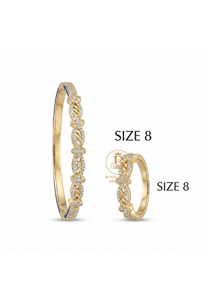 Black Season One-piece round bracelet set (free size) + ring (size 8)