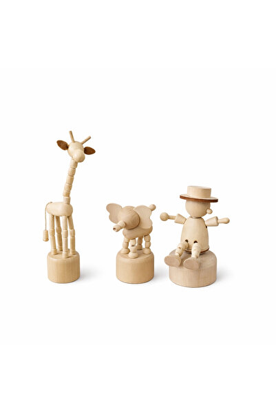 Oyuncakkutusu Karikatür Ahşap Dans Eden Kukla Seti (3'lü)