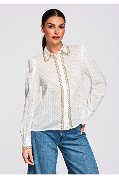 OMBRE Γυναικείο Πουκάμισο Βαμβακερό Ελαφρύ OW-SH-E0021 Λευκό