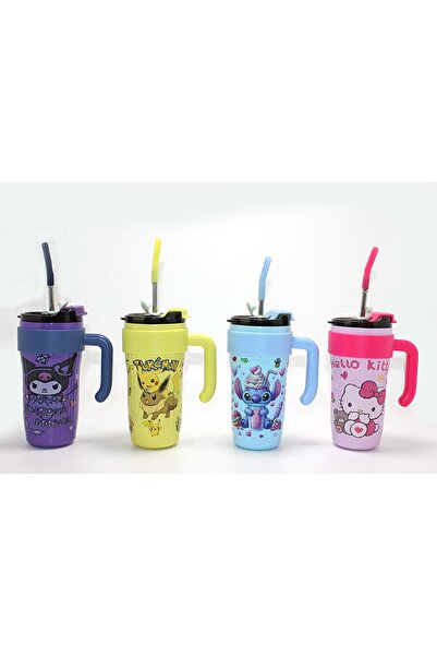 Store Sevimli Anime Karakterli Pipetli Termos & Suluk 7.5*21 Cm