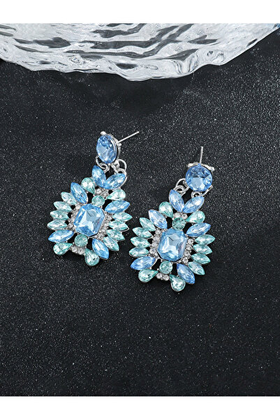 Take Two By Styli Blue Crystal Drop Earrings