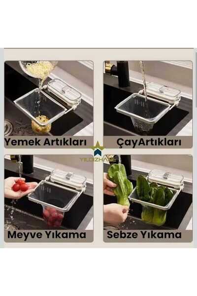 FEYSSHOP Mutfak Lavabo Kenarı Çay Atık Süzgeci 50 Adet Filtre Hediyeli-Katlan...