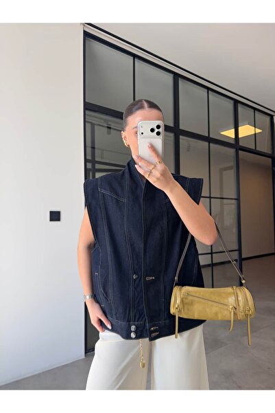 BB Bensu Buyruk VESTĂ DIN DENIM CU UMBRĂTĂRI LĂRGI, MĂRIME MARE