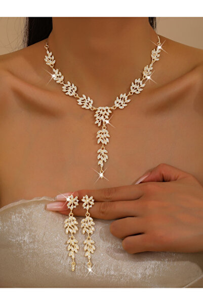 Take Two By Styli 2-Piece Embellished Rhinestone Drop Necklace and Earrings J...