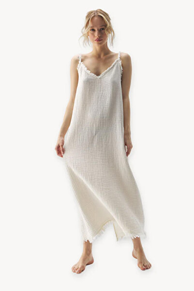 İKİKIZ Crinkle Cream Strap Dress