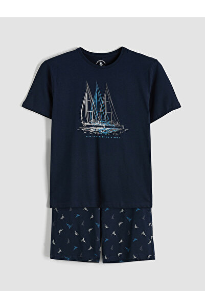 LC Waikiki Vizyon New Season Standard Fit Printed Men's Shorts Pajama Set