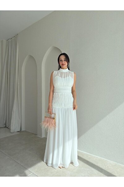 Mooi Butik ALVİN Μάξι Φόρεμα 2013 - Λευκό