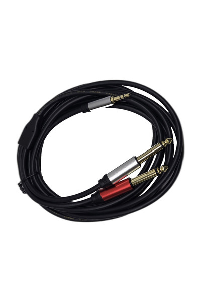 chester 3 Metre 3.5 mm to 2 x 6.35 mm Ses Kablosu - AUX to Çivi Jak Mikser ve...