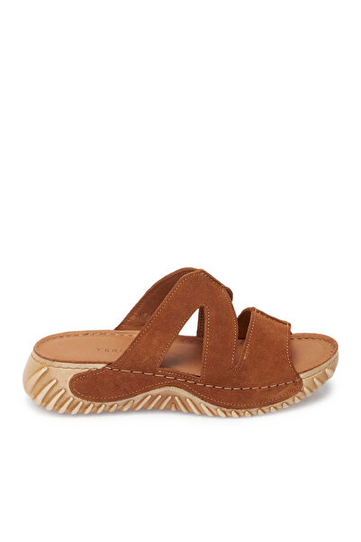 Tergan Taba Hakiki Süet Deri Kadın Terlik - K25Y1TR67930-K59