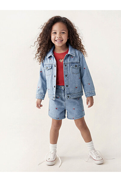 LC Waikiki Peak New Season Κοριτσίστικο τζιν σορτς με ελαστική μέση και κέντημα