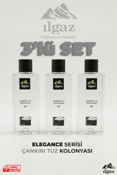 ILGAZ Çankırı Tuz Kolonyası 3'lü Set 80 Derece 400 ml | Elegance Series