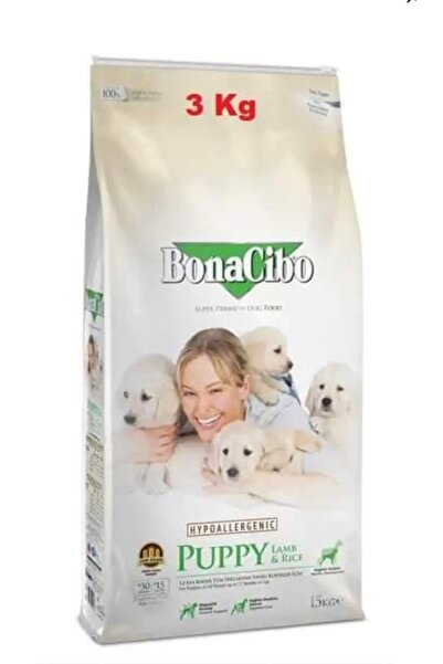 BonaCibo Puppy Lamb Rice Kuzu EtLi PirinçLi Yavru Köpek Mama 3 Kg