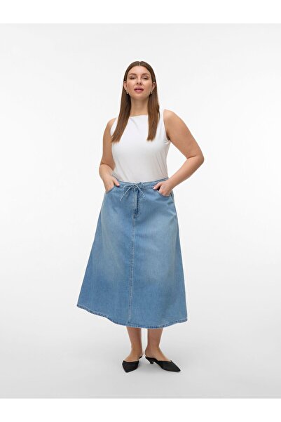 Veromoda Curve Jeansrock VMHILLA Mid Rise Midirock