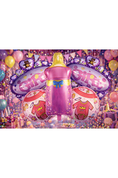 Happyewent Baby Girl Foil Balloon Set – Baby Bottle Shaped Baby Girl Party Ba...