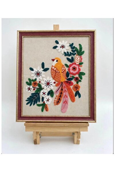 KİMONOTTO Punch Tablo Daldaki Kuş Cam Çerçeveli 45x51 Cm