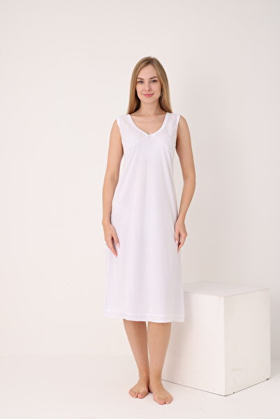 YASAR UNDERWEAR Kadın Uzun,Kolsuz %100 Pamuk Elbise İçliği Kombinezon