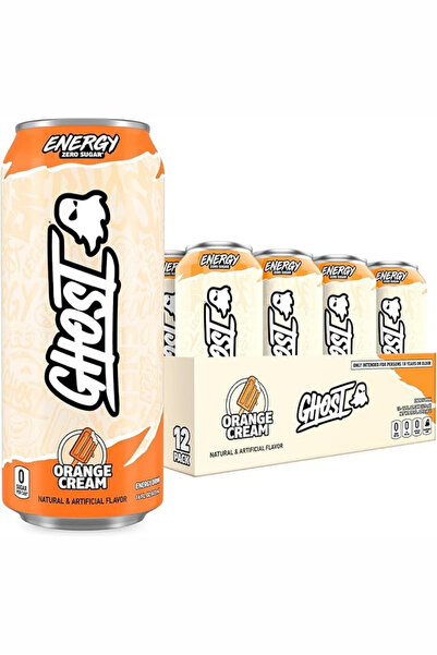 Ghost مشروب طاقة - عبوة من ١٢ مشروبًا، بنكهة برتقال كريمي (كرتون 12 حبة)