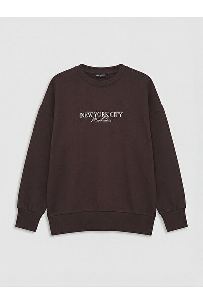 LC Waikiki Özmarka Νέα σεζόν Crew Neck NYC με τύπωμα Γυναικείο φούτερ τουνίκ