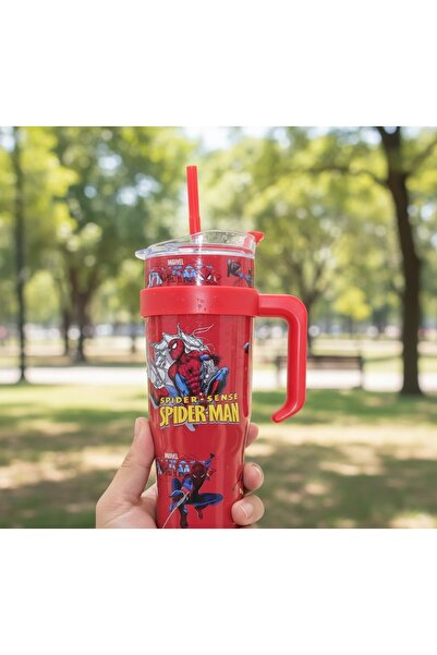 Kuzey Tacı Marvel Spider-Man Temalı Kulplu Termos Bardak – Pipetli ve Kilitli...