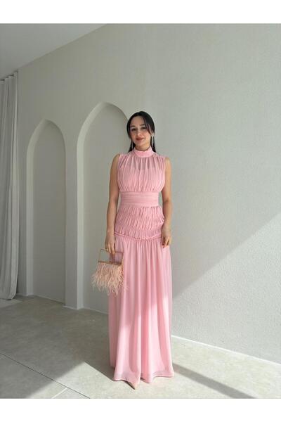 Mooi Butik ALVİN Μάξι Φόρεμα 2013 - Ροζ
