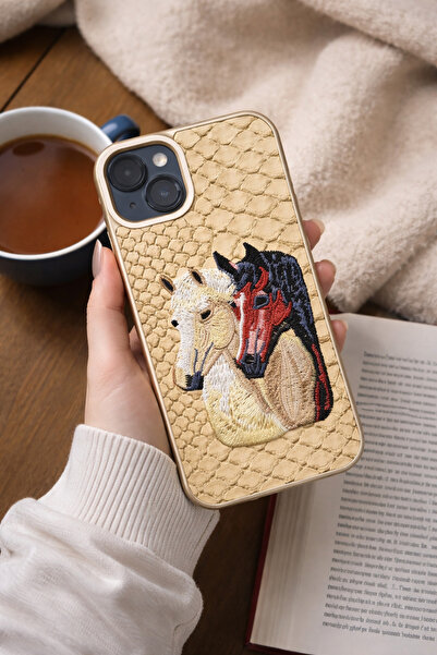 Olinza Shop IPHONE 13 Uyumlu At Nakışlı Deri Dokulu & Deri Görünümlü Telefon ...