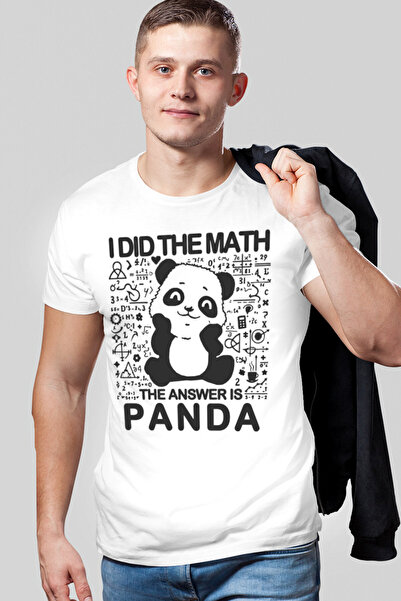 ROCKANDROLL Tricou alb cu mânecă scurtă Panda Answer pentru bărbați