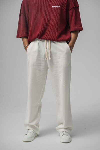 OUTFİT MAN Pantaloni largi din in, albi