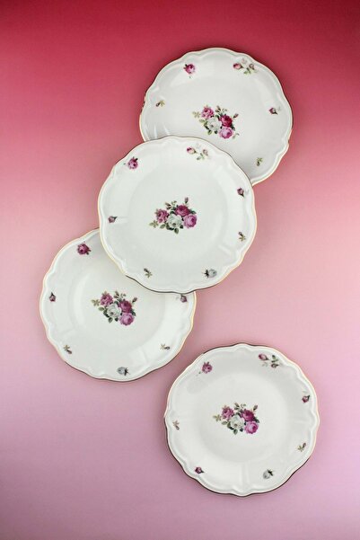 Bursa Porselen Dekor Angela Gold Gilded 4 Piece Porcelain Cake Plate