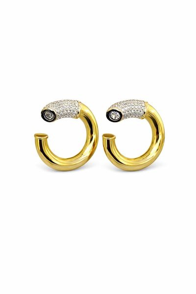 Selay Accessory أقراط أنيقة على شكل حلقة من الزركون مرصّع بالأحجار