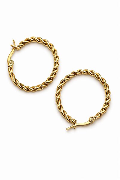 Jack Ferrero Women's Yellow Color Steel Twist Hoop Earrings Daily Stylish Accessory