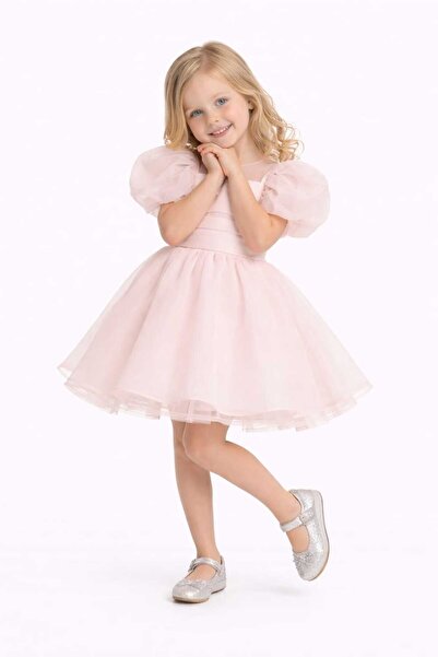 MONİTA فستان الأميرة سالمون تول للفتيات - تفاصيل فيونكة، فستان للمناسبات الخا...