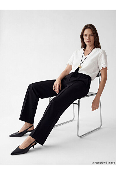 LC Waikiki Γυναικείο παντελόνι με ελαστική μέση και φαρδύ πόδι, νέα σεζόν