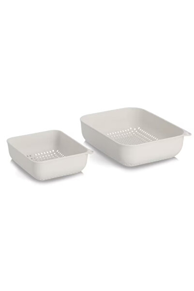 zeller Set de 2 strecurătoare, plastic, 24x19x7 cm, crem