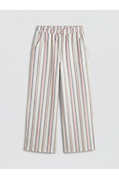 LC Waikiki Peak New Season Striped Girls' Linen Mixed Pants
