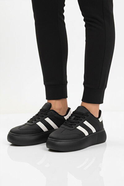 Aspor Black High Sole Lace-Up Unisex Sneaker