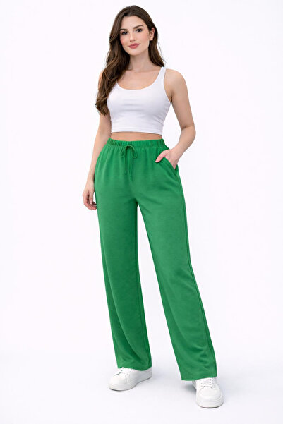 Kutaf Γυναικείο ψηλόμεσο παντελόνι με ελαστική μέση – Casual φαρδύ παντελόνι ...