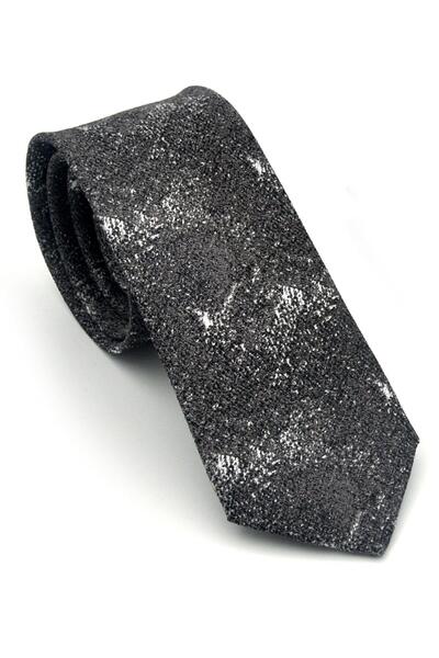 Gaffy Siva Sa deznom Dimljena tkana tkanina Maramica Slim fit Kravata // SDK-...