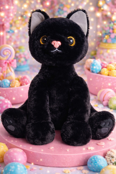 viyol marketim Sesli Miyavlayan Peluş Kedi 35 CM – Siyah Büyük Boy Peluş Kedi...