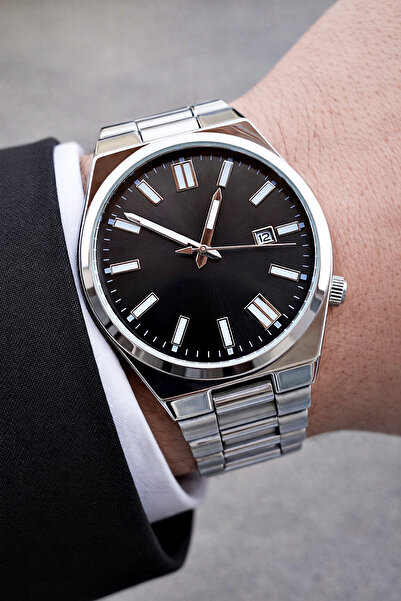 Weluxa Silver Color Calendar Men's Wristwatch + Watch Box