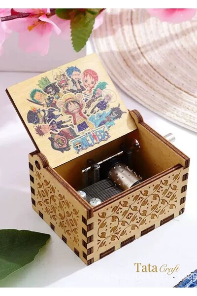 TATA CRAFT Ahşap One Piece Müzik Kutusu Manuel Çevirmeli Küçük Boy 6,5cmx5cmx...