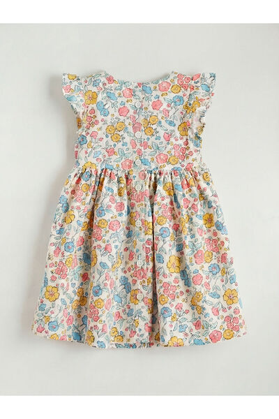LC Waikiki Alita City Ecru Floral Girl's Dress with a Difference