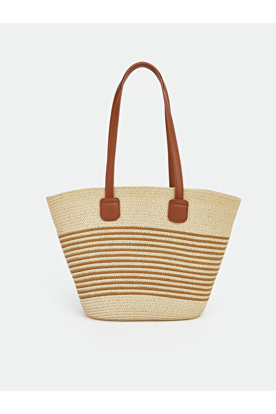 LC Waikiki Γυναικεία ψάθινη τσάντα παραλίας Özmarka Νέας Σεζόν