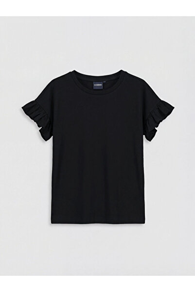 LC Waikiki تي شيرت بناتي من Peak New Season برقبة دائرية وكشكشة