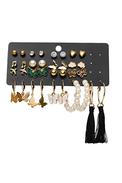 huitich Butterfly & Pearl Multi-Design Fashion Earring Set (17 Pairs)