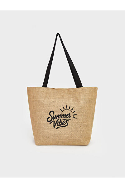 LC Waikiki Özmarka Νέα Σεζόν με τύπωμα Ψάθινη Γυναικεία Παραλία Τσάντα τεμάχια