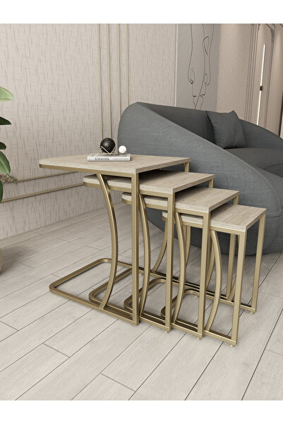 Huga Mobilya Melis Tekerli Zigon Sehpa, Yan Sehpa, Koltuk Altı Sehpası, C Sehpa