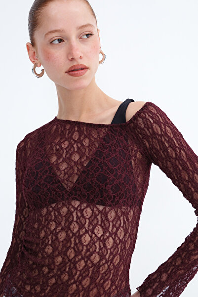 Addax Asymmetric Cut Lace Blouse B18031